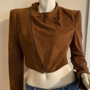 Faux suede BCBG cropped jacket